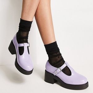 ASOS DESIGN mary jane chunky mid-heeled shoes in lilac